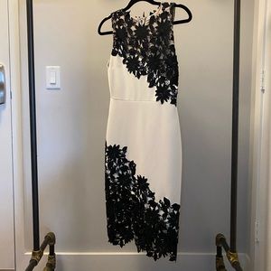 Alice & Olivia Midi Sheath Dress with Lace